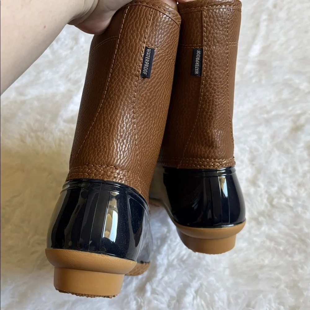NWT JBU By Jambu Waterproof Duck Boots In Navy Blue And Brown Size 8M